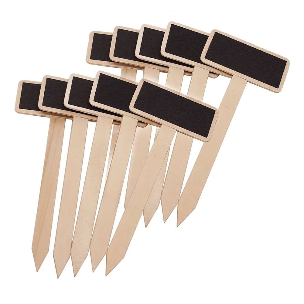 Balems Wooden Plant Labels - 10 Pack T-Type Garden Markers for Vegetables, Herbs & Seedlings - Waterproof & Durable Wooden Plant Tags (11x6x1cm) - Perfect for Outdoor Gardens, Indoor Potted Plants & Greenhouses