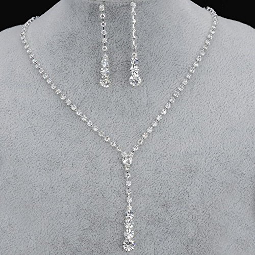 Elegant Crystal Necklace & Earrings Set for Women - Bridesmaid, Bridal, Prom & Wedding Jewelry - Perfect for Formal Events, Parties & Special Occasions
