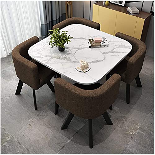 Modern Marble Dining Table and Chair Set - 4-Piece Kitchen & Living Room Furniture for Small Spaces | Balcony, Apartment, Coffee Table Combo | Elegant Home Decor for Dining & Entertaining