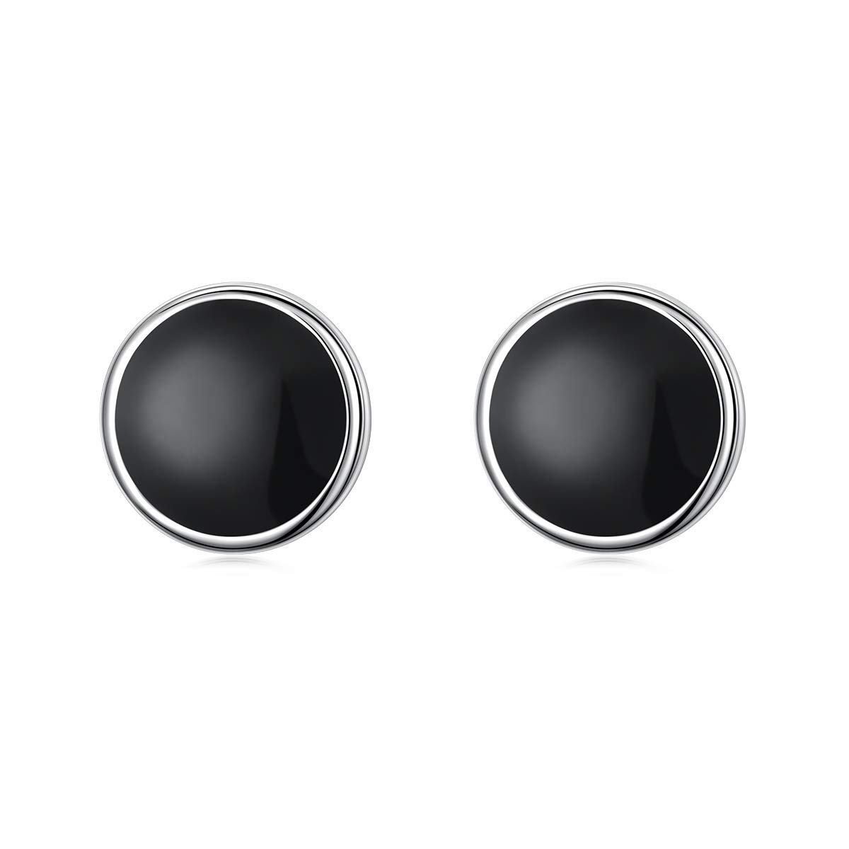 925 Sterling Silver Stud Earrings for Men & Women - Simple Black Earrings for Everyday Wear - Perfect Gift for Birthdays & Anniversaries