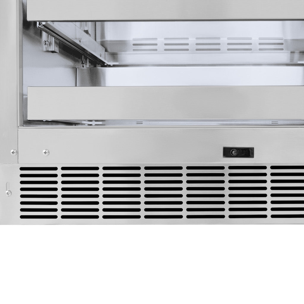 ZLINE 24 Inch Stainless Steel Built-In Beverage Refrigerator with Glass Door - Panel Ready Under Counter Beer & Wine Cooler for Kitchen, Bar, or Home Theater (Model RBSPO 24)