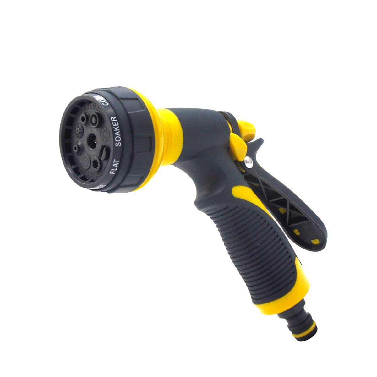 Aobp Heavy Duty Garden Hose Spray Nozzle - 8 Adjustable Water Spray Patterns, High Pressure Metal Watering Nozzle for Plants, Car Washing, Pet Bathing & Outdoor Cleaning (Zinc Alloy, Yellow) - Perfect for Lawn Care, Gardening, Vehicle Detailing and Animal Grooming