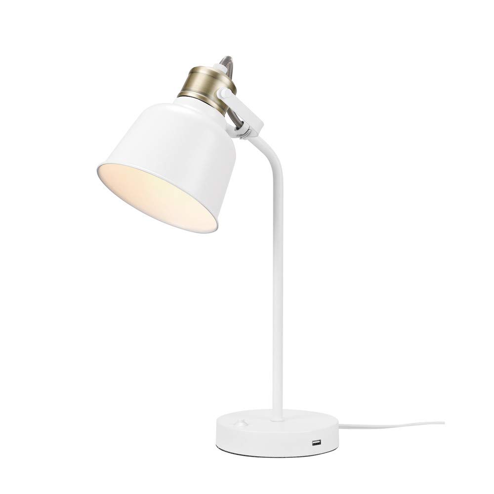 Globe Electric 52902 Dakota Adjustable White LED Desk Lamp for Home Office, Study, Reading & Workspace Lighting