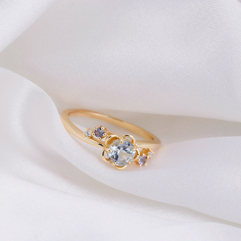 Natural Swiss Blue Topaz & Tanzanite Ring | Elegant 925 Sterling Silver Jewelry for Women | Perfect for Weddings, Anniversaries & Special Occasions