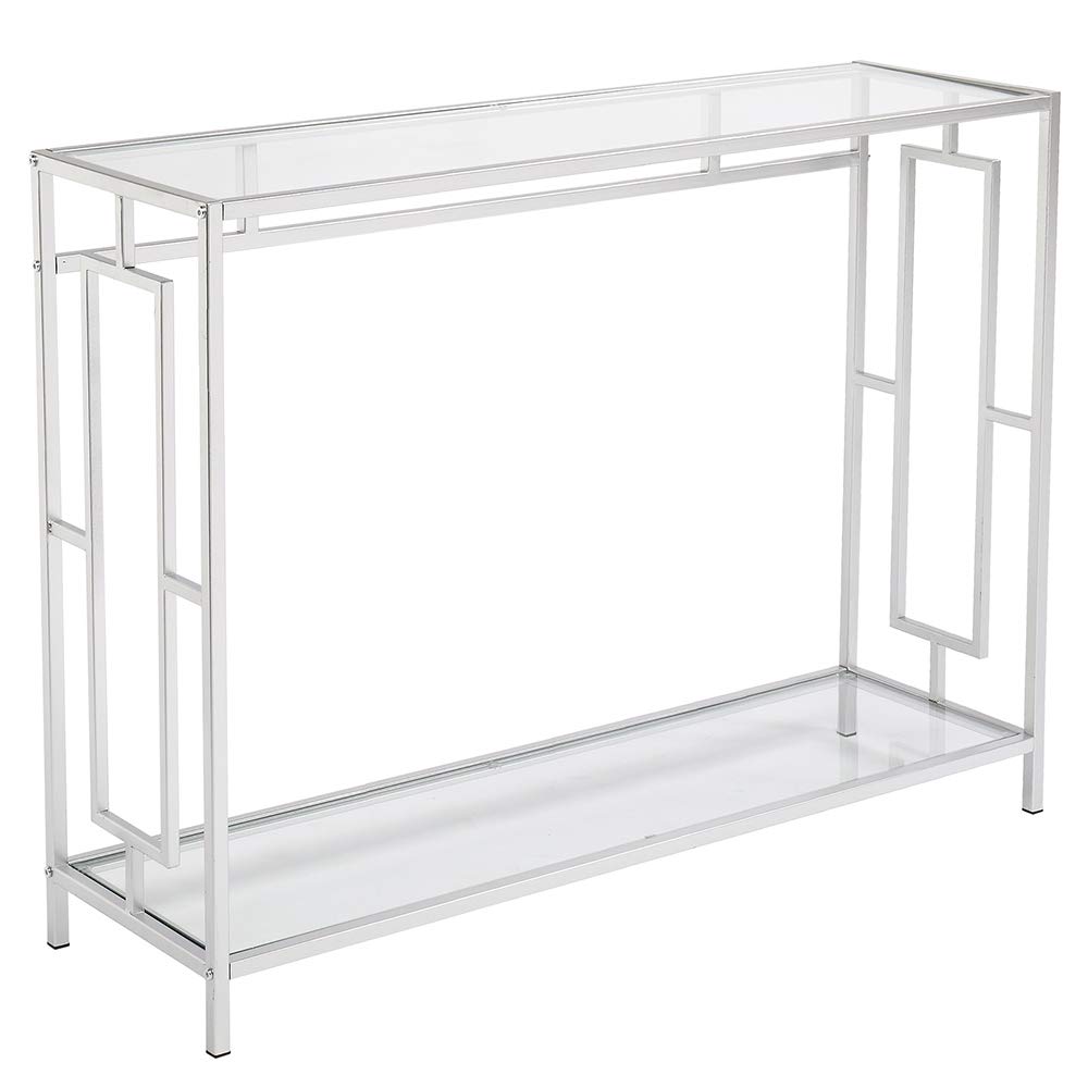 Modern Glass Console Table with Shelf - 40