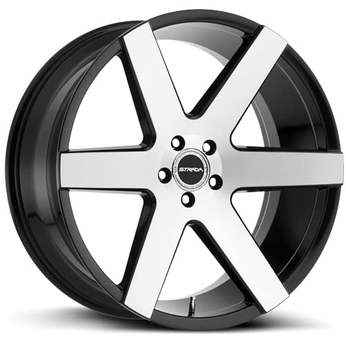 STRADA CODA Custom Wheel 20x8.5 Gloss Black with Machined Face - 35 Offset, 5x108 Bolt Pattern, 72.6mm Hub - Perfect for Ford Mustang, Lincoln Continental & Aftermarket Upgrades