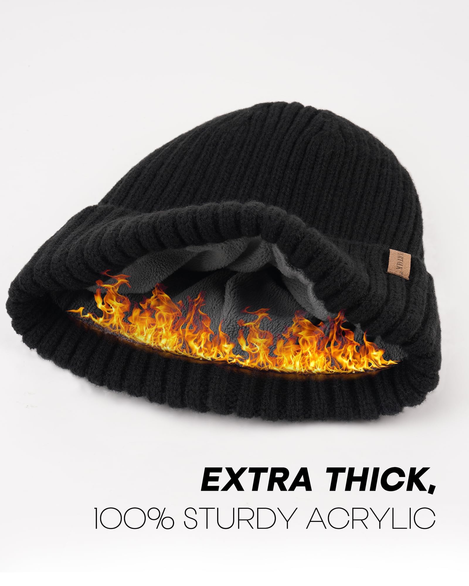 FURTALK Unisex Fleece Lined Winter Beanie Hat - Warm Thermal Knit Skull Cap for Men & Women | Perfect for Skiing, Snowboarding & Cold Weather Activities