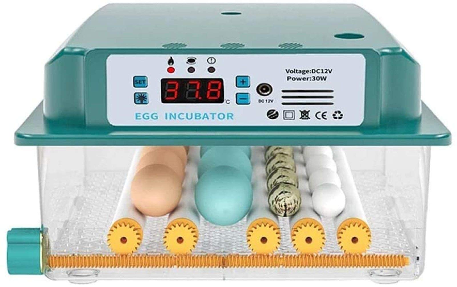 AJLDN 16 Egg Automatic Egg Incubator with LED Display, Auto Turning & Temperature Control - Digital Poultry Hatcher for Chicken, Duck, Goose Eggs - Perfect for Home Farming, School Projects & Backyard Poultry Raising