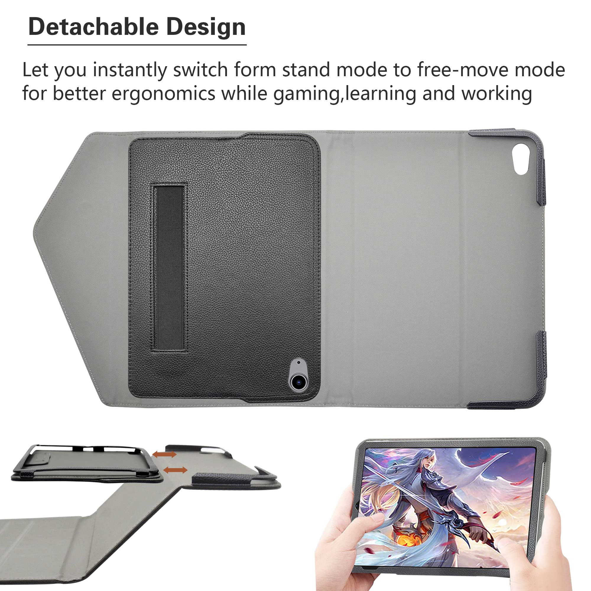 Premium Detachable Folio Case for iPad Air 10.9 Inch (4th/5th Gen 2020/2022) - Multi-Angle Stand, Auto Sleep/Wake, Storage Pocket - Perfect for Work, Study & Travel - Black