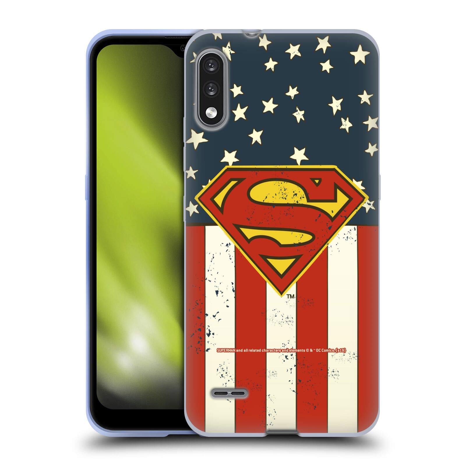 Head Case Designs Officially Licensed Superman DC Comics U.S. Flag Gel Case for LG K22 – Durable Protective Cover for Daily Use & Travel
