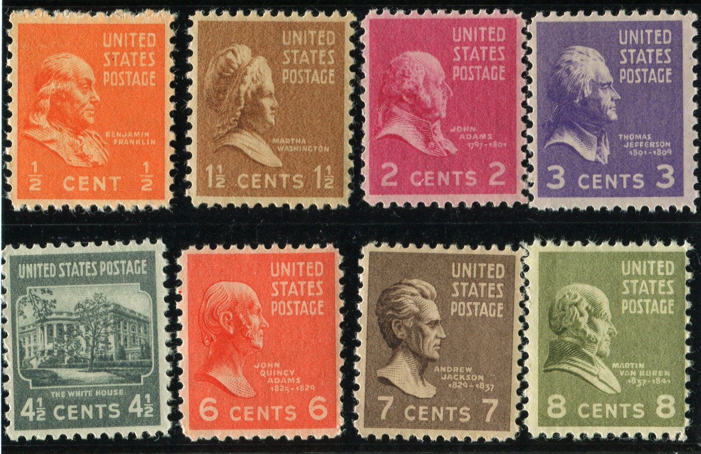 1938 US Presidential Series Mint Stamps - Franklin, Jefferson & More - Perfect for Collectors & History Enthusiasts