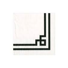 Caspari Rive Gauche Black & White Napkins - Premium 2-Ply Paper Dinner Napkins for Elegant Dining, Parties, and Weddings