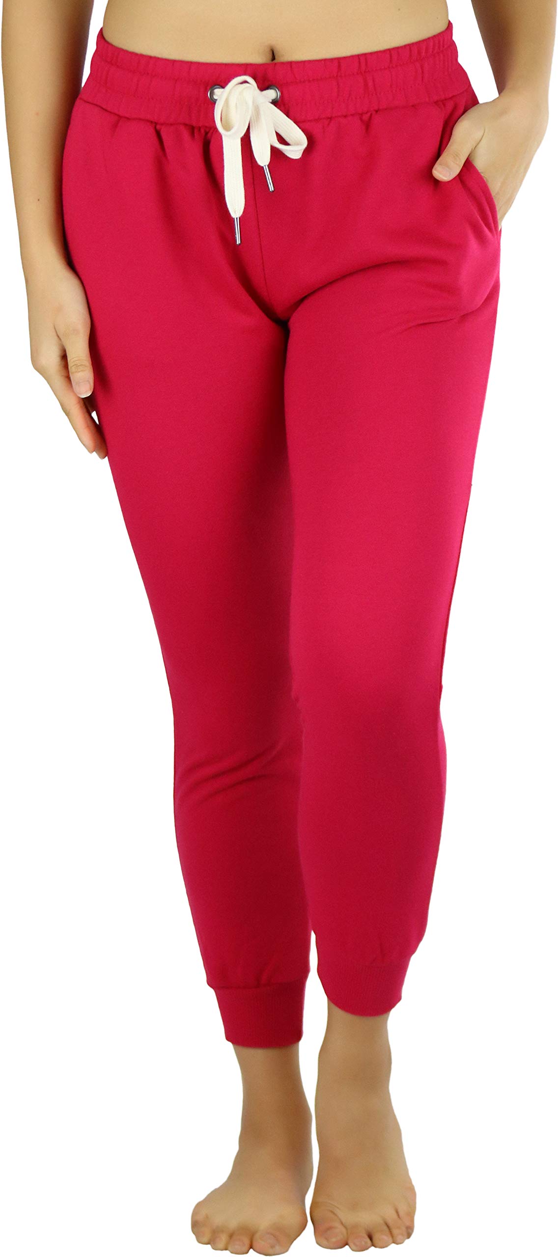 ToBeInStyle Women's French Terry Capri Jogger Pants with Drawstring Waistband - Comfortable Lounge & Workout Pants for Yoga, Running, and Casual Wear