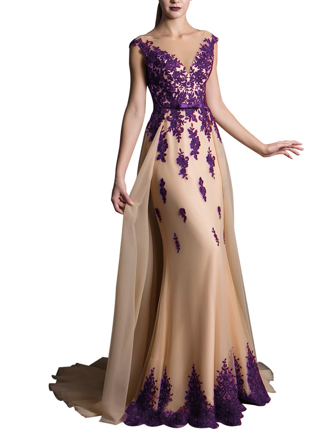 Elegant Lace Prom Dress for Girls - Long Evening Party Gown with Sweep Train (Style EV429) | Perfect for Homecoming, Formal Dances & Special Occasions