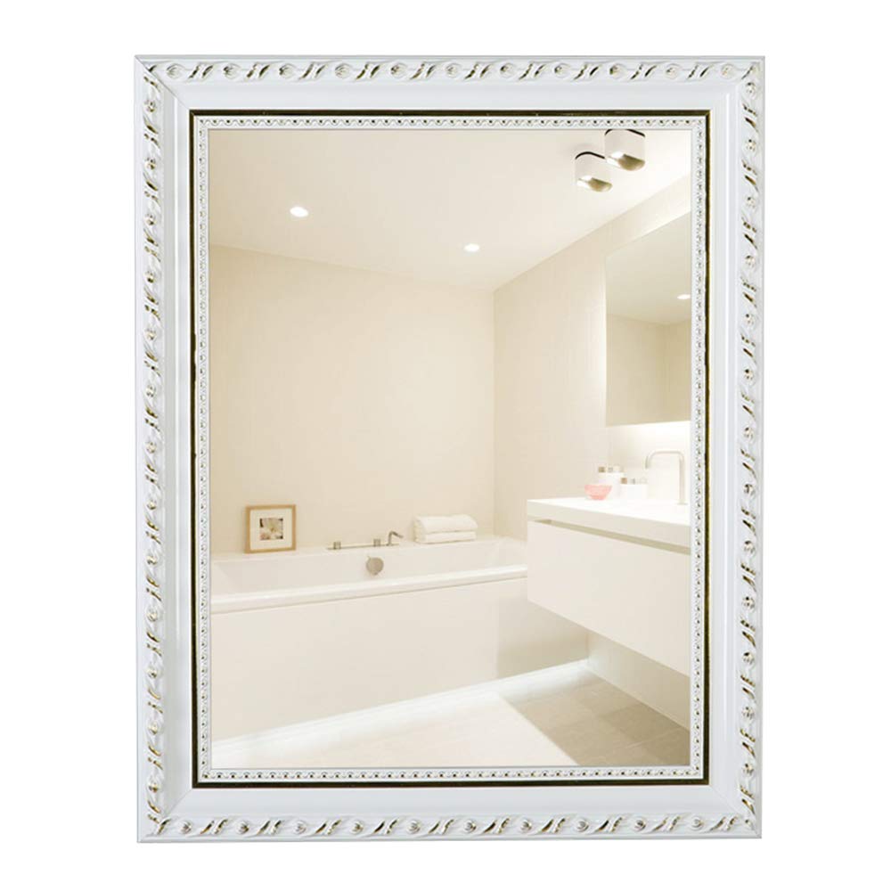 SYLJ Solid Wood Framed Vanity Mirror - Wall Mounted Bathroom & Bedroom Mirror with Adjustable Tilt - Perfect for Makeup, Shaving, and Hotel Decor