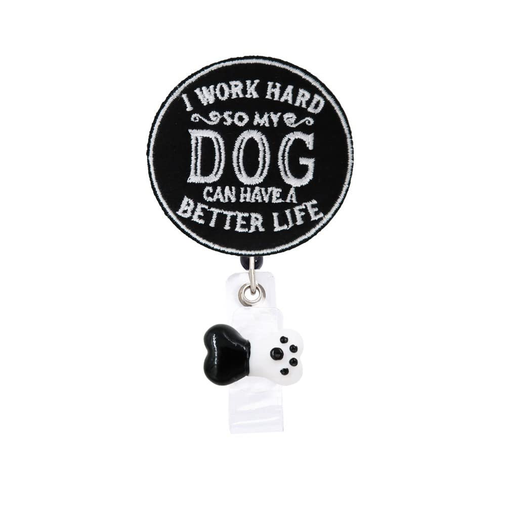 Dog's Paw Badge Reels Retractable with Alligator Clip & Key Ring - 24 Inch Thick Pull Cord for Pet Lovers | Perfect for Vet Visits, Dog Walking & Office ID Badges