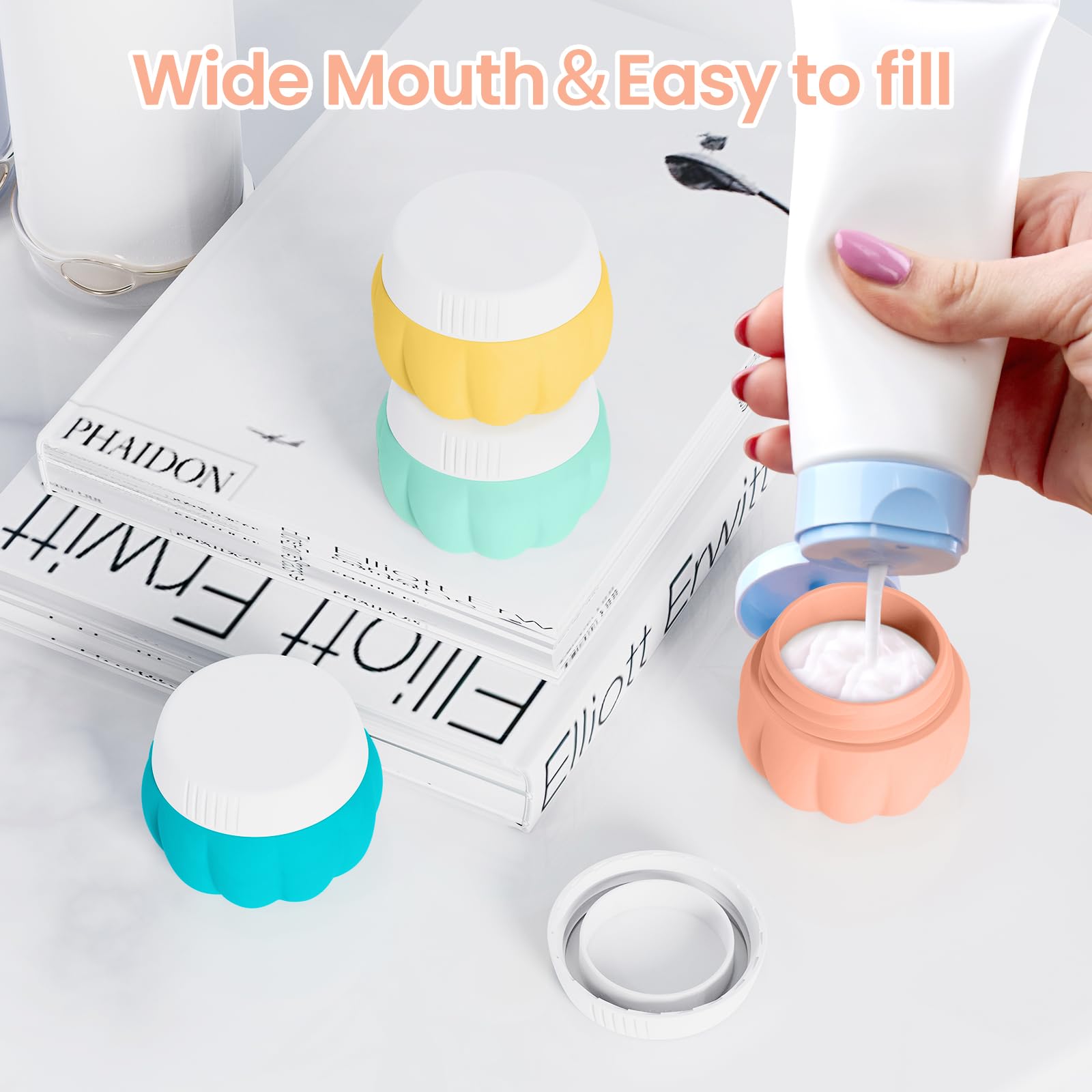 **TSA Approved 1oz Leak Proof Silicone Travel Containers for Toiletries - Mini Travel Jars with Lids for Creams, Lotions & Cosmetics - Perfect for Air Travel, Gym, Camping & On-the-Go Essentials**