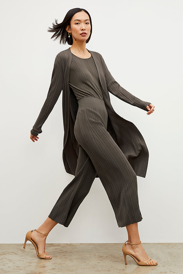Marijane Textured Knit Pants in Light Ash - Comfortable High-Waisted Lounge Pants for Women - Perfect for Yoga, Home Wear, and Relaxation