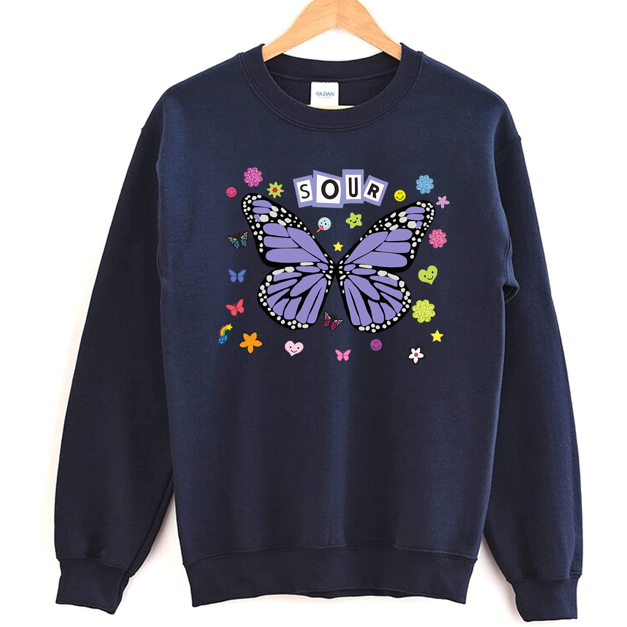 SO.UR Purple Butterfly Crewneck Sweatshirt | Olivia Rodrigo Merch | Comfortable Album Sweater for Fans | Perfect for Concerts, Gifts & Casual Wear