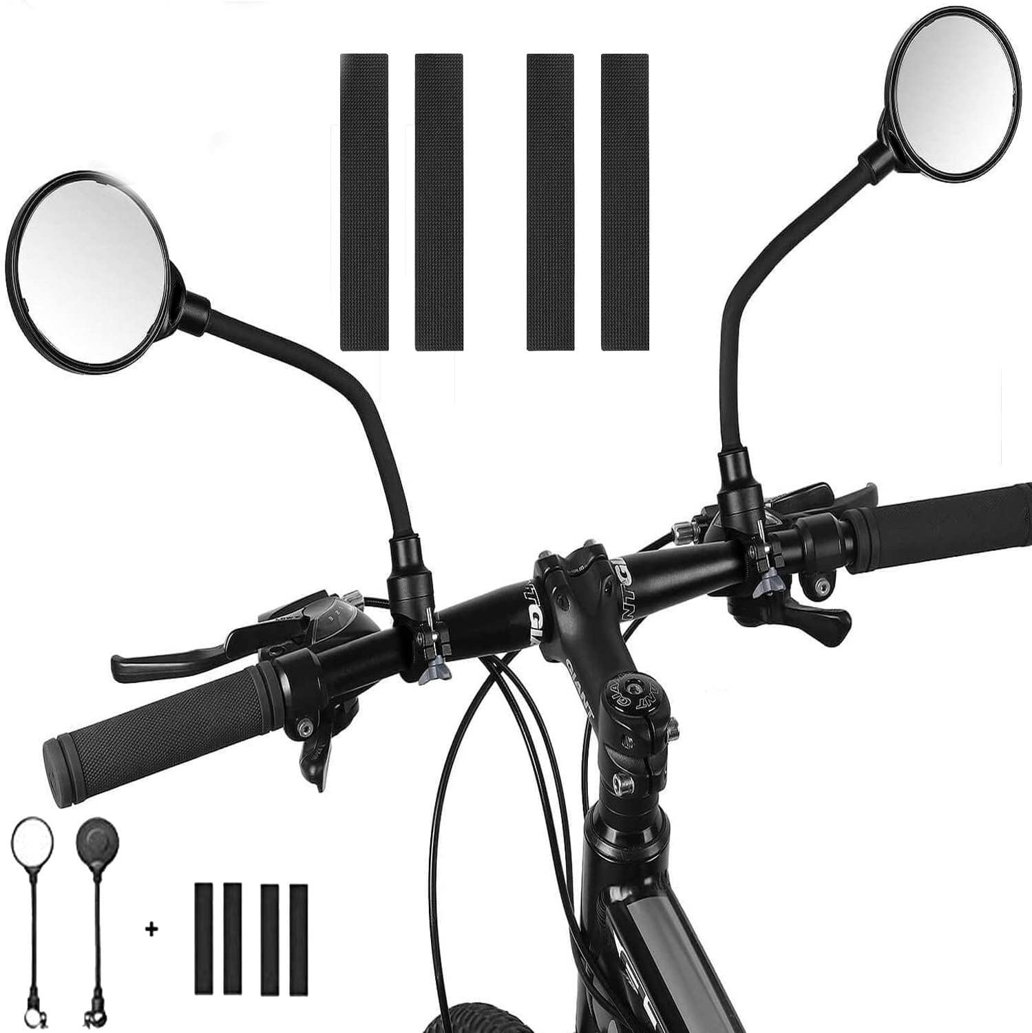 2PCS Adjustable Bicycle Rear View Mirrors - Wide Angle Acrylic Convex Safety Bike Mirrors for Mountain, Road, Electric & Motorcycle Bikes - Perfect for Commuting, Cycling Safety & Traffic Awareness
