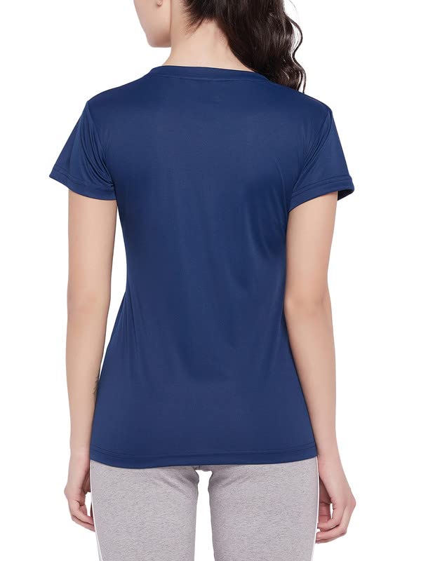 Clovia Women's Regular Fit Active T-Shirt - Breathable Workout Top for Yoga, Gym & Running | Comfortable Cotton Blend Tee for Sports & Casual Wear