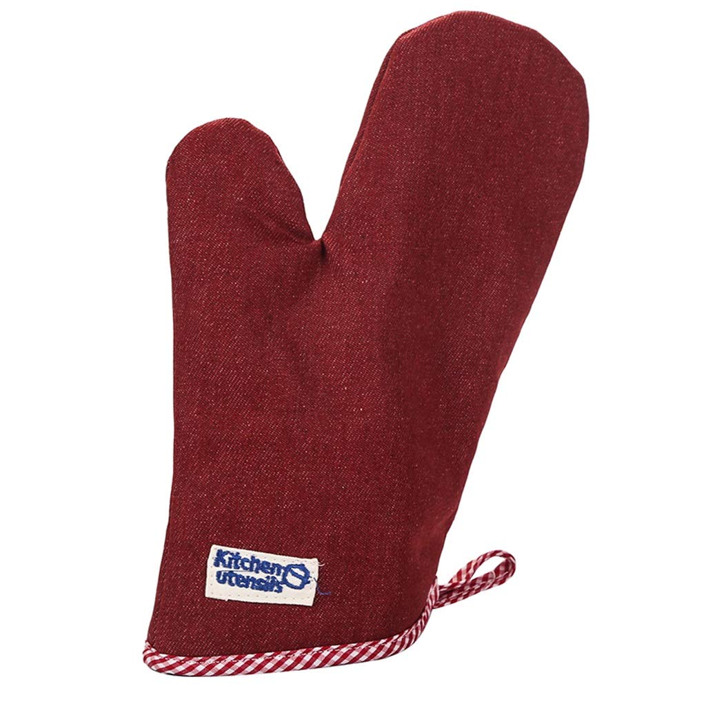 Heat Resistant Oven Mitts - High Temperature Baking Gloves for Cooking, Grilling & BBQ - Non-Slip, Anti-Scalding & Durable for Microwave, Oven & Kitchen Use (Red)
