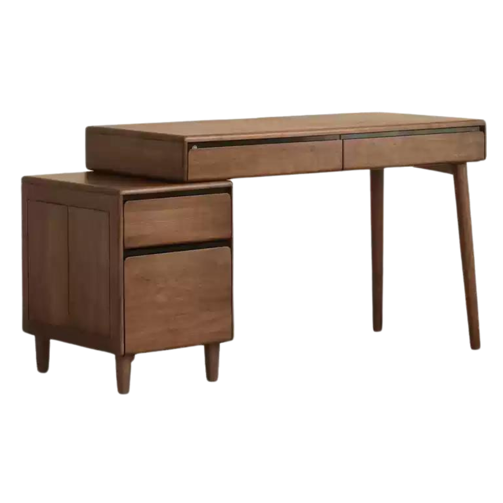 55.5-68.1x23.6x29.5 inch / 141-173x60x75cm / Rich Dark Walnut color / retractable desk