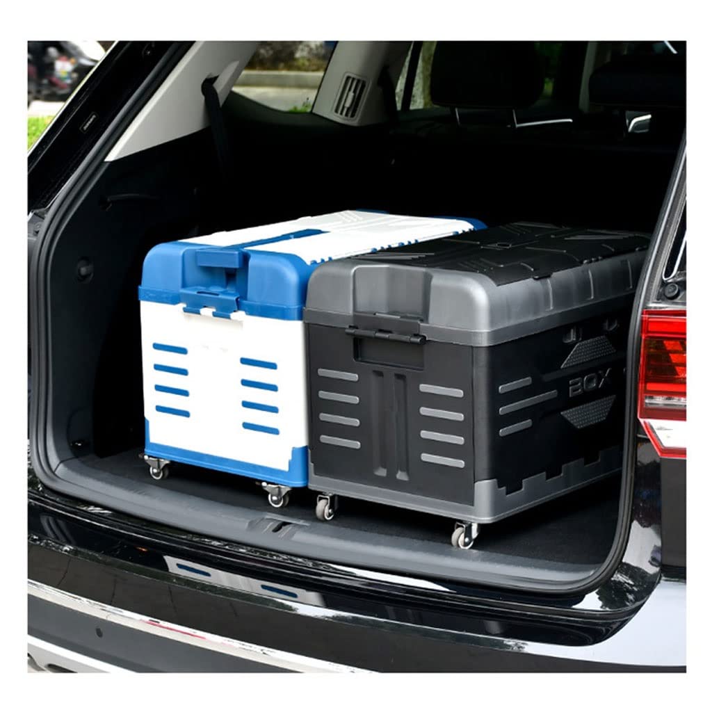 Collapsible Car Trunk Organizer with Wheels - Large Capacity Durable Auto Storage for SUV, Sedan & Minivan - Perfect for Groceries, Travel Gear & Sports Equipment (Blue)