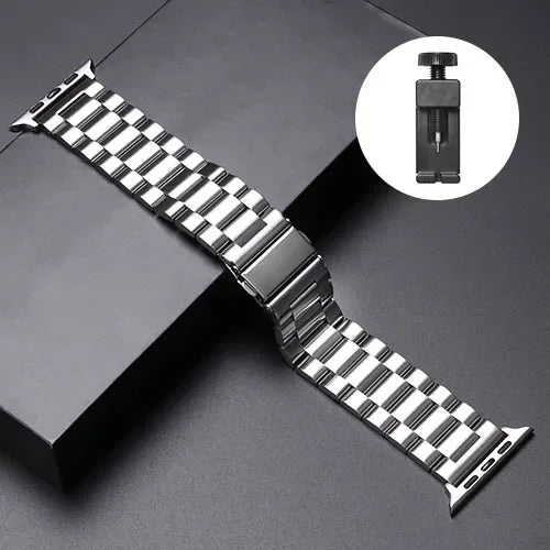 Premium Stainless Steel Band for Apple Watch - Silver | Durable Metal Replacement Strap | Compatible with All Apple Watch Models | Perfect for Workouts, Office & Everyday Wear