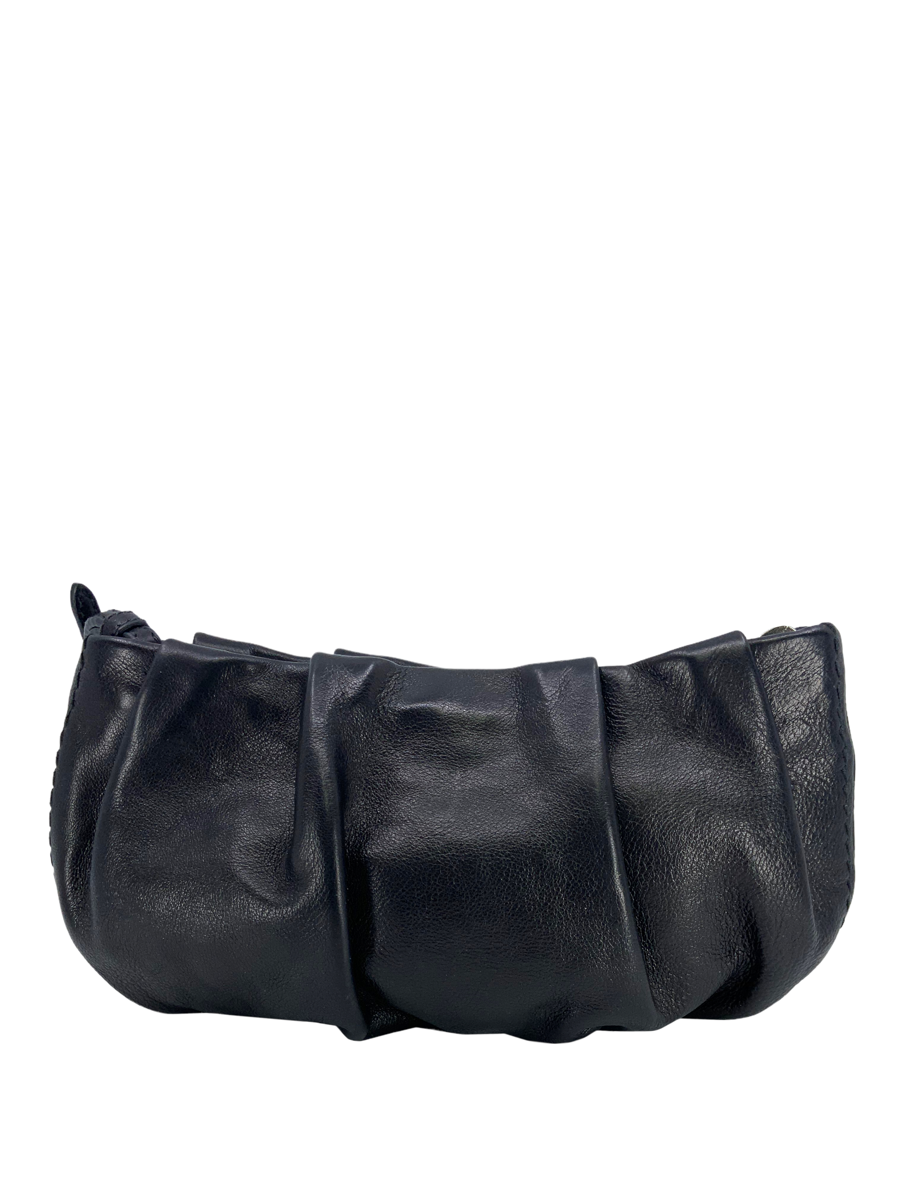 Prada Zip Top Pleated Leather Wristlet - Luxury Designer Handbag for Women | Perfect for Parties, Weddings & Evening Events