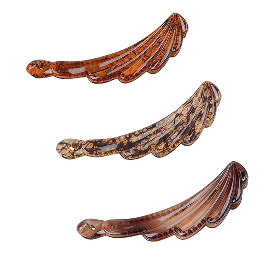 Licogel Banana Hair Clips 3PCS - Large Decorative Resin Hair Claw Clips for Women, Lightweight Strong Hair Clincher Combs - Perfect for Ponytails, Buns and Everyday Hairstyles