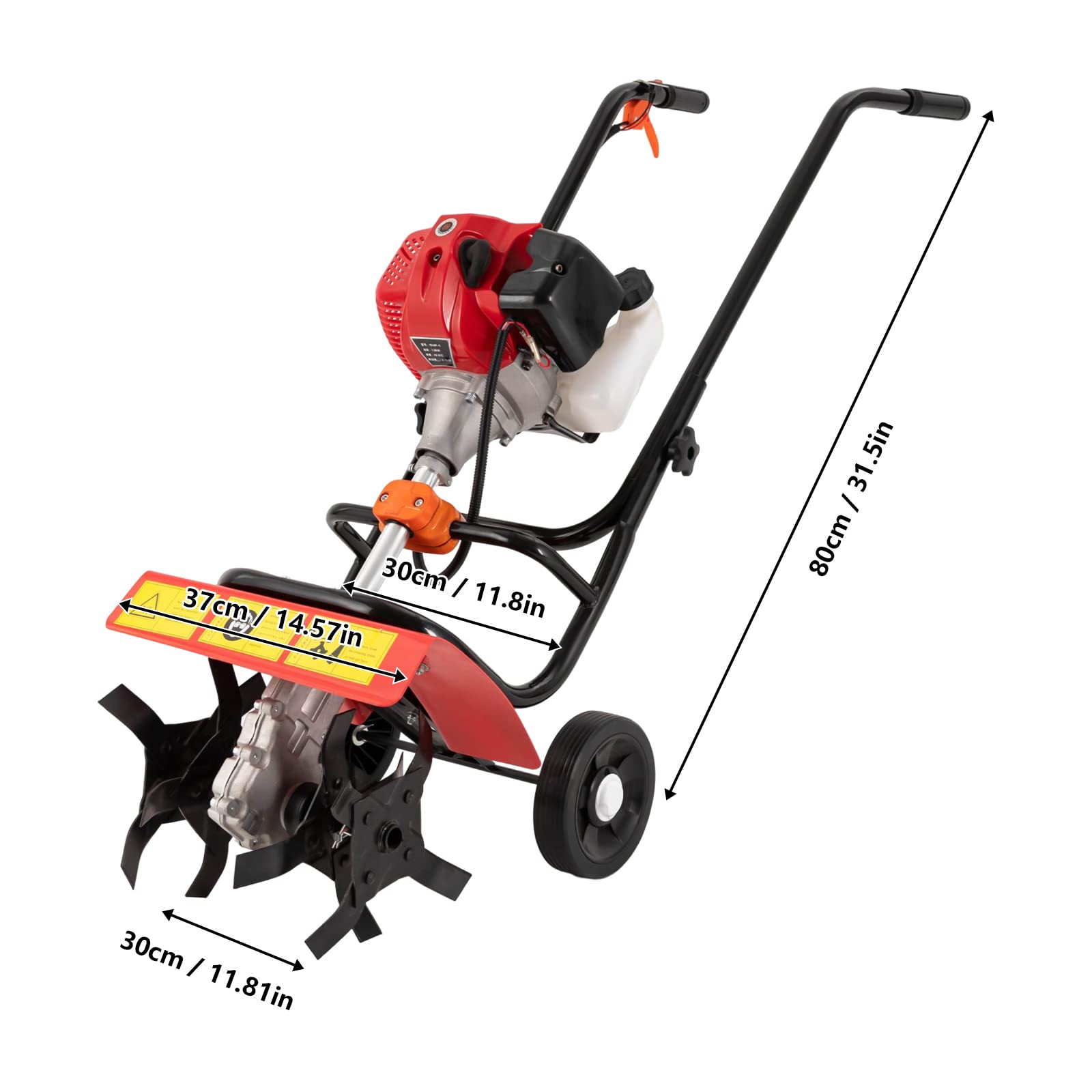 52CC 2-Stroke Gasoline Tiller Cultivator - Hand-Pull Start, Sand & Loose Soil Ripper for Garden & Farm - Air-Cooled Engine - Perfect for Field Cultivation, Plastic Greenhouses, Tobacco Fields & Small Agricultural Plots