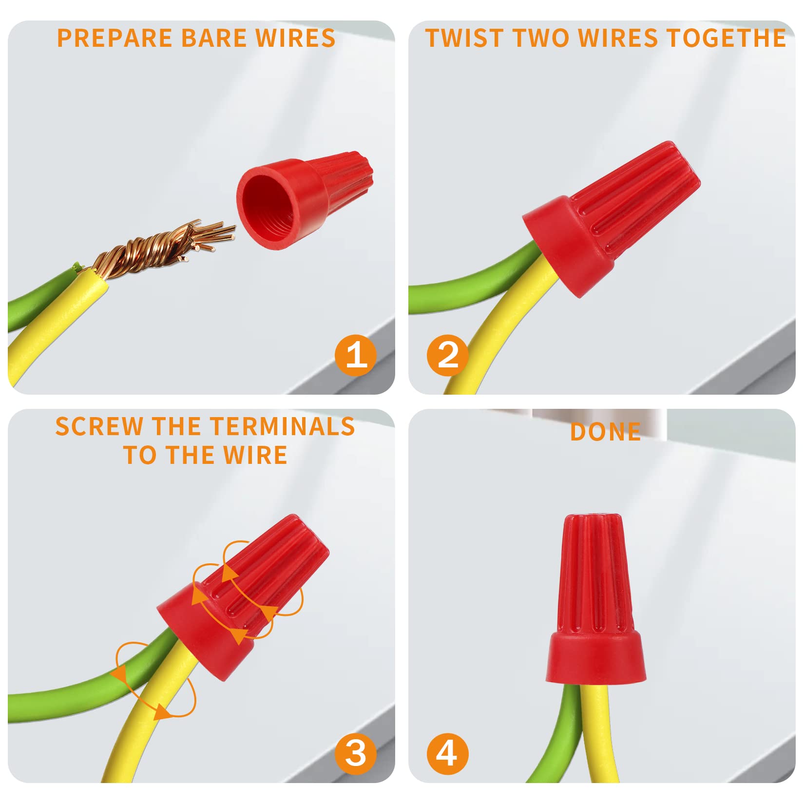 300PCS 18-10 AWG Electrical Wire Connectors - Insulated Twist-On Wire Nuts for Quick Splice Connections (Red Assortment) - Ideal for Home Wiring, Electrical Repairs, and DIY Projects