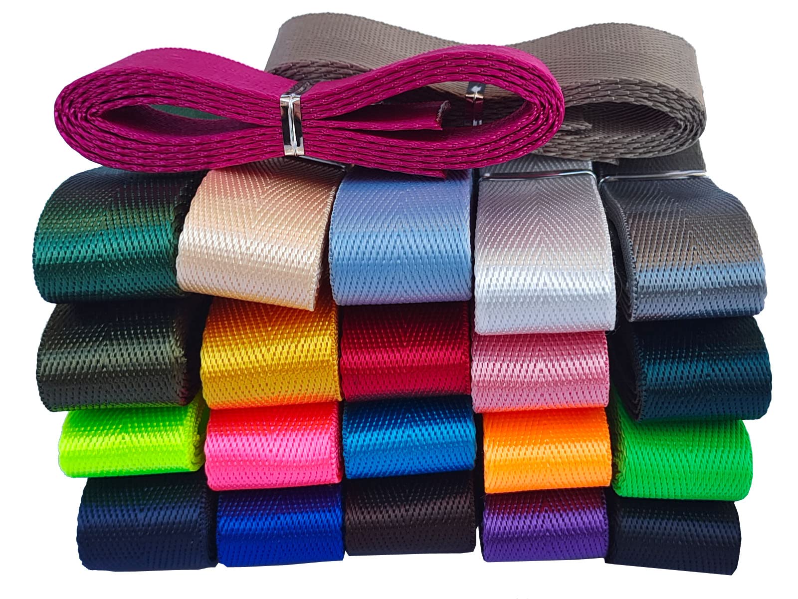 Durable 1 Inch & 1.5 Inch Nylon Webbing Straps - Mixed Colors for Backpacks, Pet Collars, DIY Crafts & Gardening Supplies | Heavy-Duty Flat Nylon Belt for Cargo Straps, Dog Leashes & Outdoor Gear