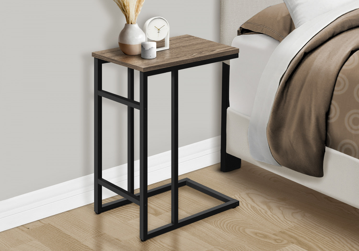 Modern Calen Side Table in Taupe - Small End Table for Living Room, Bedroom, or Office - Perfect for Coffee, Books, and Decor