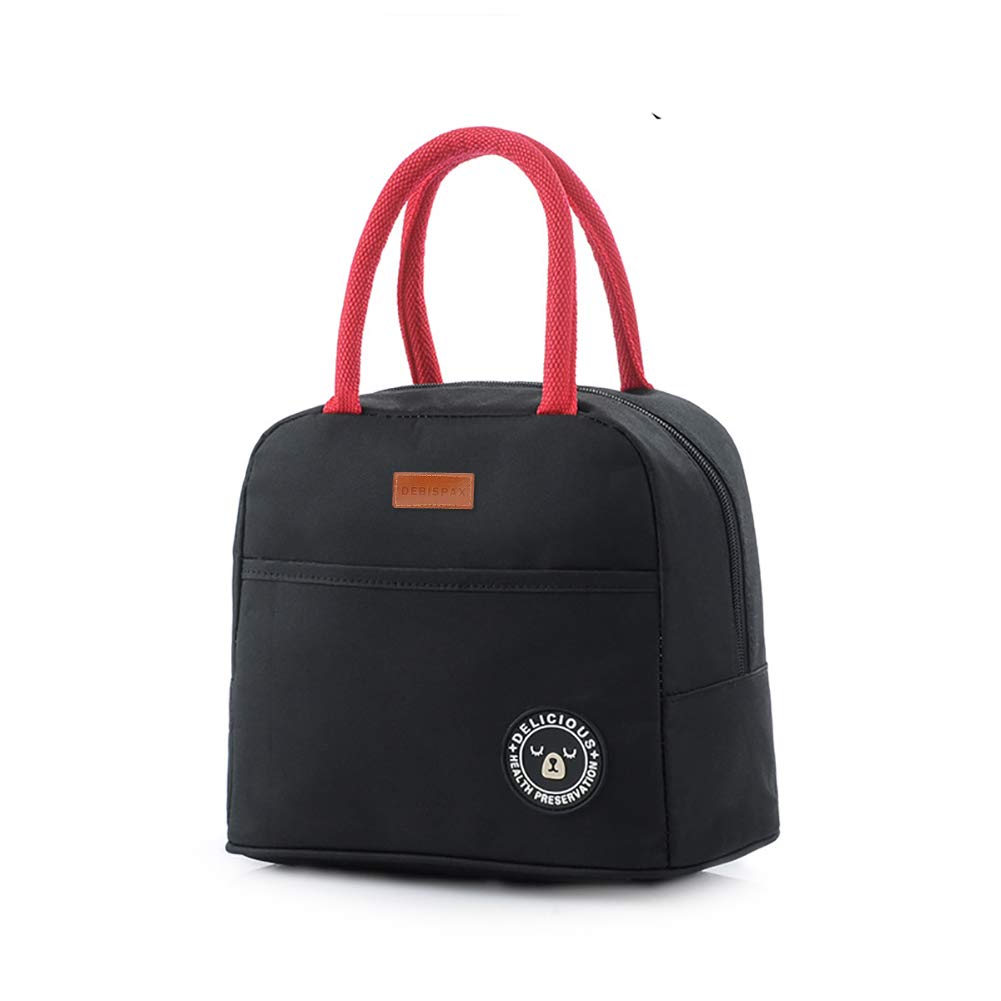 Insulated Reusable Lunch Bags for Adults - Cute Igloo Design Thermal Lunch Box Tote for Women & Men - Perfect for Office, School & Picnics - Black
