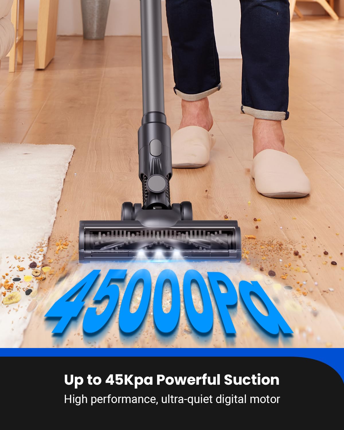 Proscenic P11 Pro Cordless Vacuum Cleaner - 45KPa Powerful Suction Wet Dry Vacuum and Mop Combo, Lightweight Stick Vacuum with LED Display, 50 Min Runtime for Pet Hair - Perfect for Hardwood Floors, Carpets and Home Cleaning