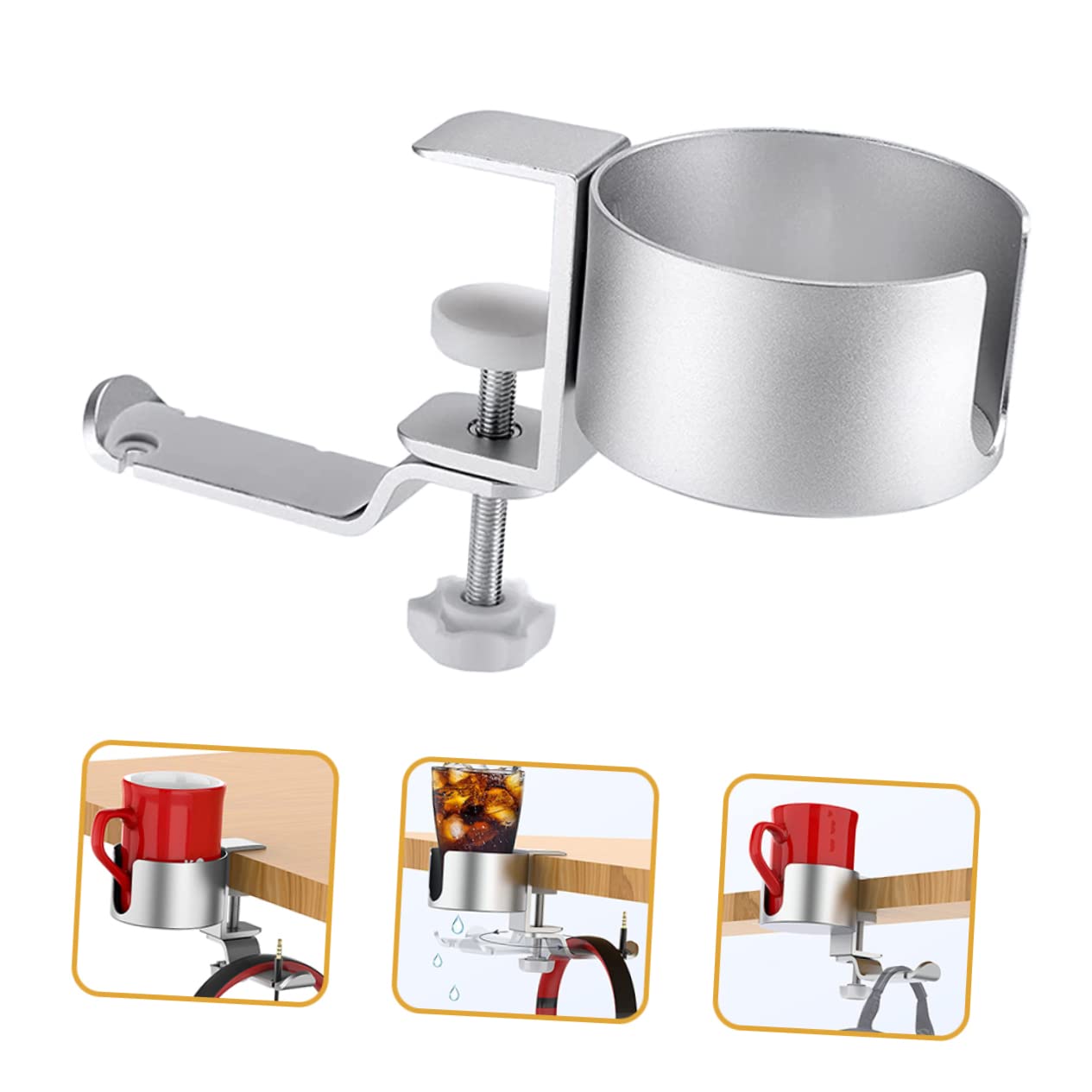 PRETYZOOM 5-Piece Rotating Headphone Stand with Cup Holder - Universal Headset Hanger for Desk, Gaming, Office & Studio Use - Durable Earphone Organizer for Home & Professional Audio Setup