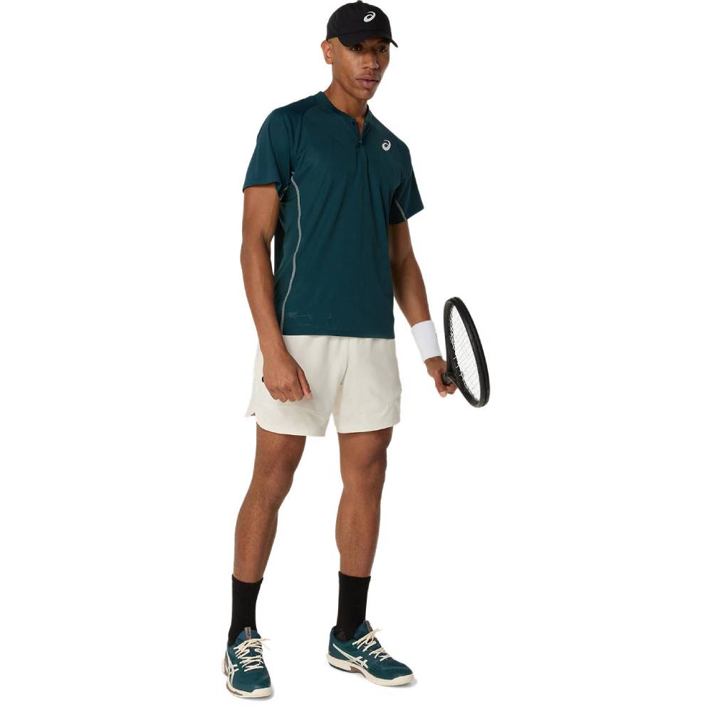 ASICS Men's Match Actibreeze Polo Shirt - Breathable Golf & Tennis Shirt with Moisture-Wicking Technology - Saxon Green - Ideal for Sports, Casual Wear & Outdoor Activities
