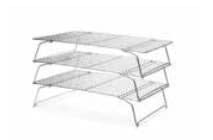 Fox Run 3-Piece Stackable Chrome Cooling Rack Set - 10x14 Inch Baking Cooling Grid for Cookies, Cakes & Pastries - Perfect for Holiday Baking & Kitchen Countertop Organization