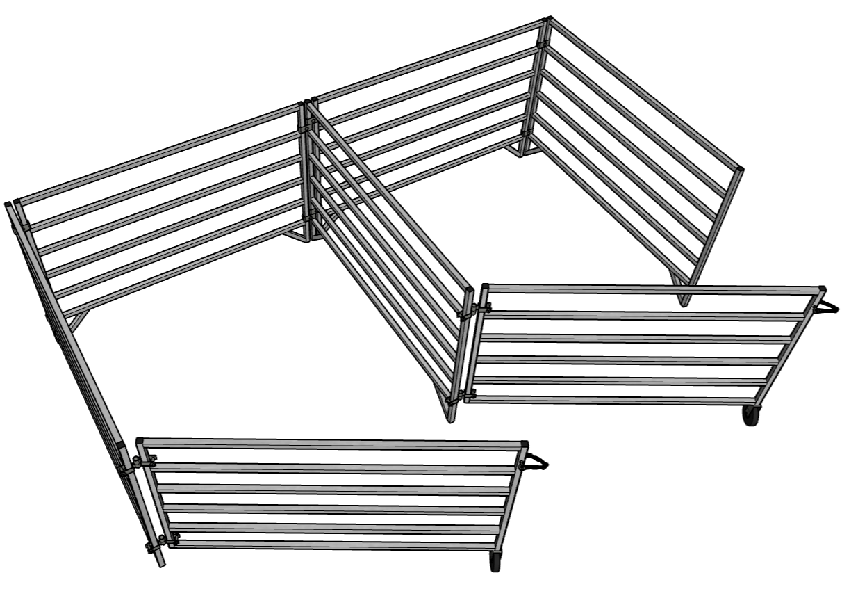 5 Ft x 5 Ft Aluminum 6-Rail Stall Kit with 2 Panels & 1 Gate - Heavy Duty Horse Stall Extension for Barns, Arenas & Pastures