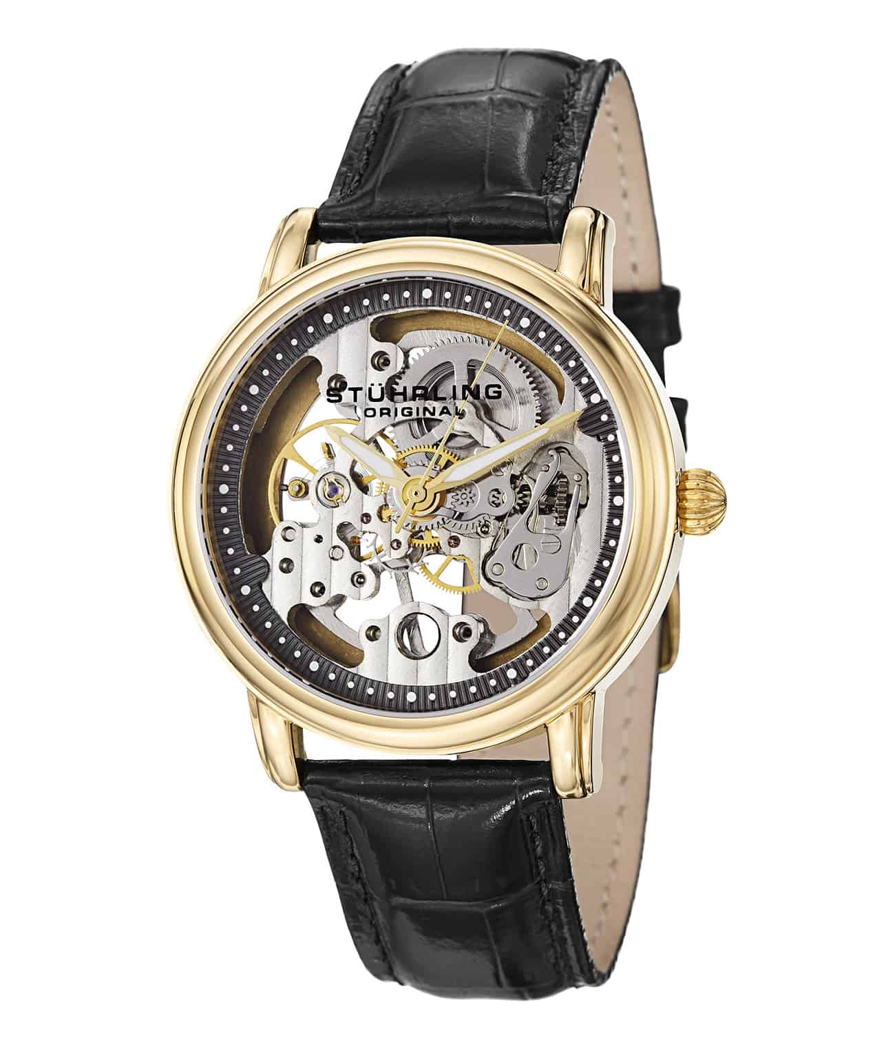 Delphi Mechanical 458G Hand-Wound 40mm Skeleton Watch for Men - Luxury Open-Heart Design, Perfect for Business Meetings & Formal Events