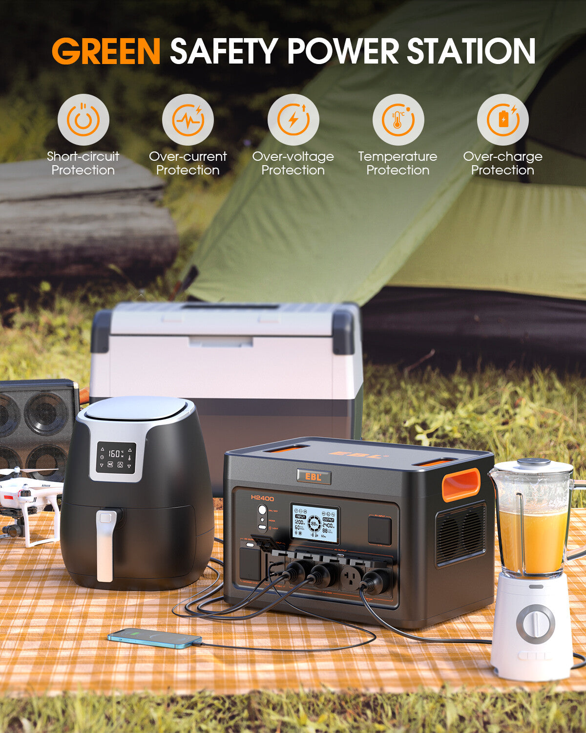 EBL 2400W Portable Power Station - Solar Generator for Camping, RV, Outdoor Adventures & Emergency Backup Power