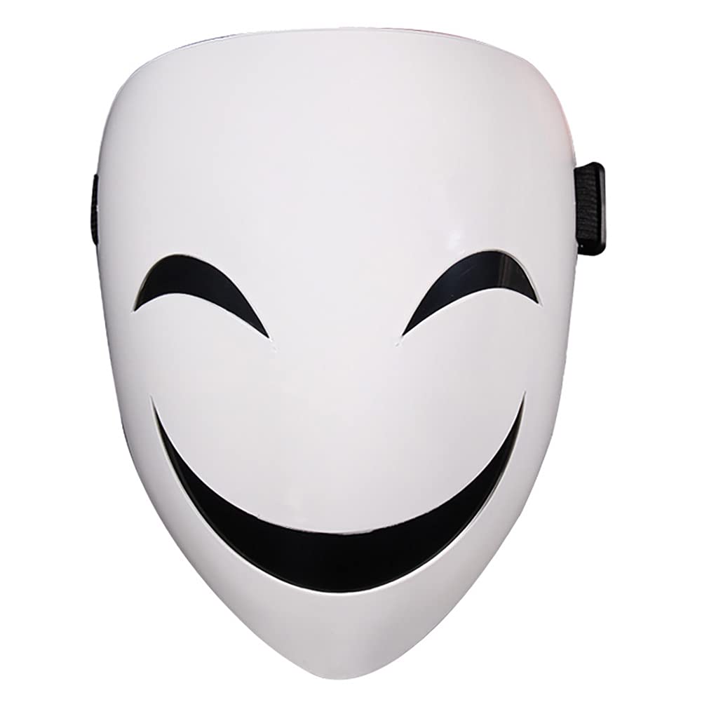 Black Bullet Kagetane Hiruko Cosplay Mask - Smiling White Resin Mask for Halloween, Anime Conventions & Themed Parties