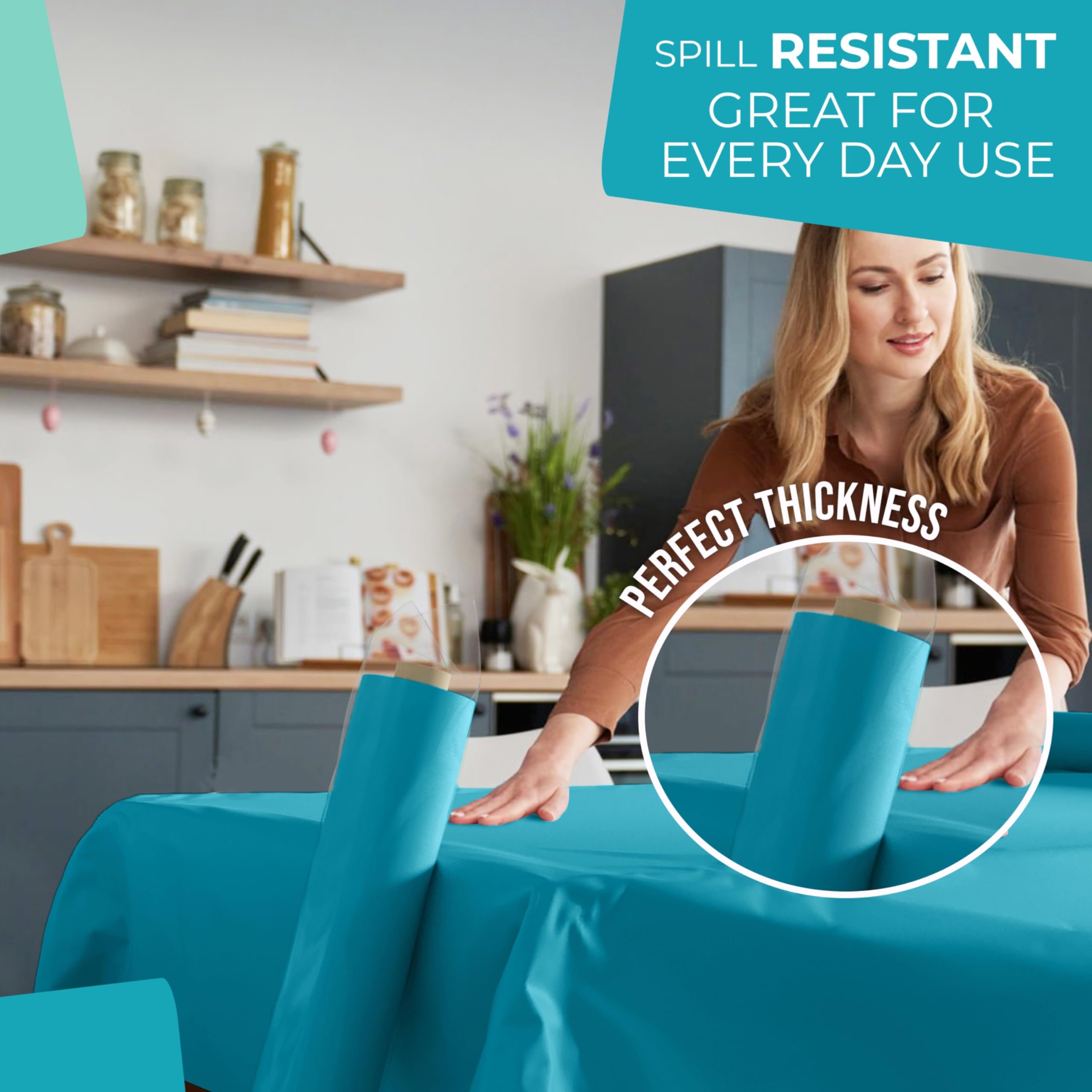 Premium Turquoise Plastic Table Cover Roll 4-Pack – 40