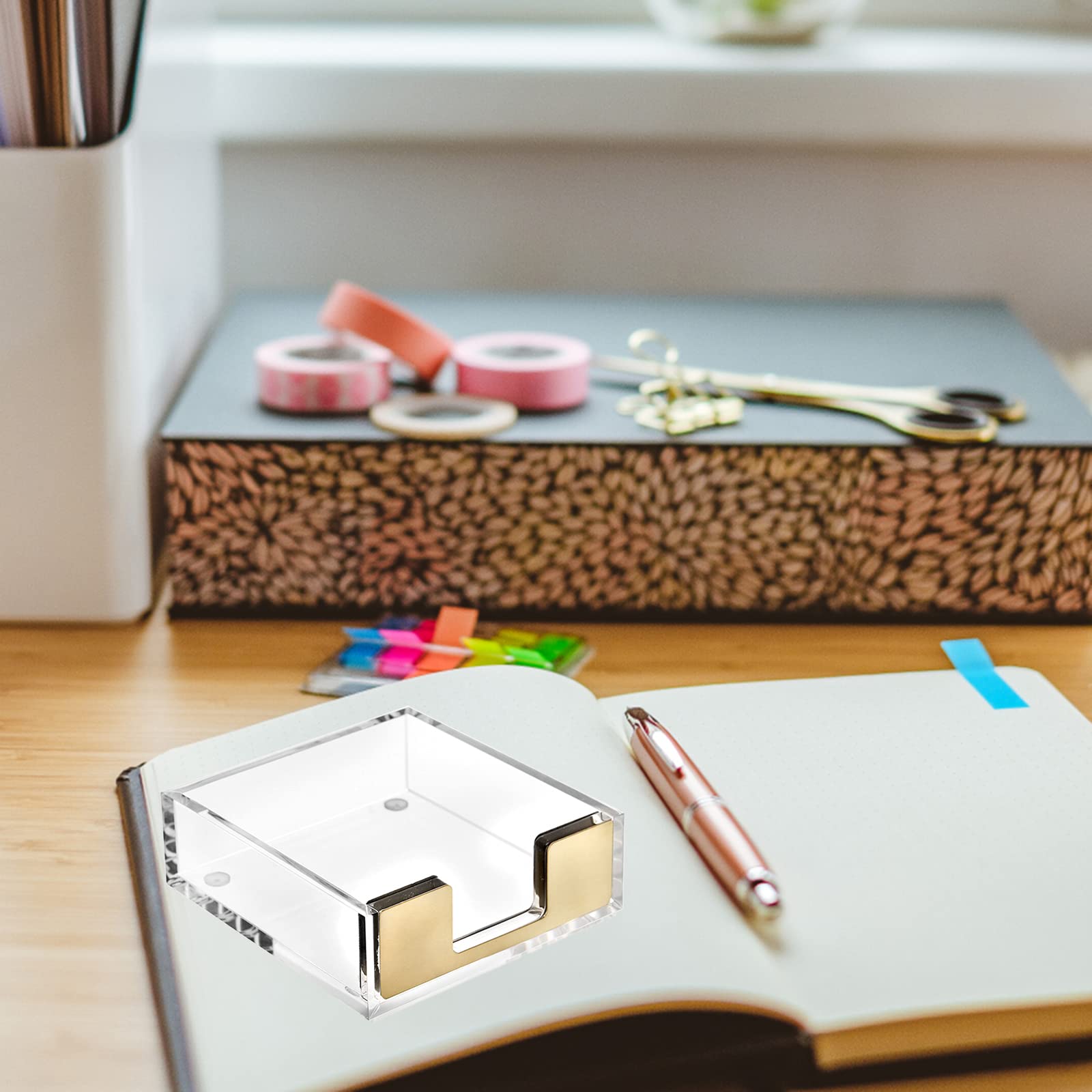 TOPZEA 2 Pack Clear Acrylic Sticky Note Holder - Modern Memo Pad Dispenser & Desk Organizer for Office, School, Home - Perfect for Notes, Reminders & Task Management