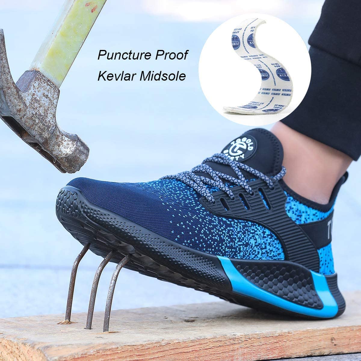 Men's Steel Toe Work Shoes - AONEGOLD Lightweight Breathable Safety Sneakers for Industrial Construction | Puncture Proof & Comfortable | Perfect for Warehouse, Factory & Outdoor Labor