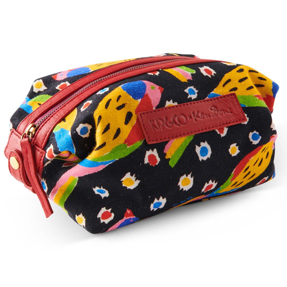 Kip&Co X Ken Done Parrot Party Toiletry Bag - Waterproof Travel Cosmetic Pouch for Women & Men - Perfect for Vacation, Gym, Beach Essentials Storage