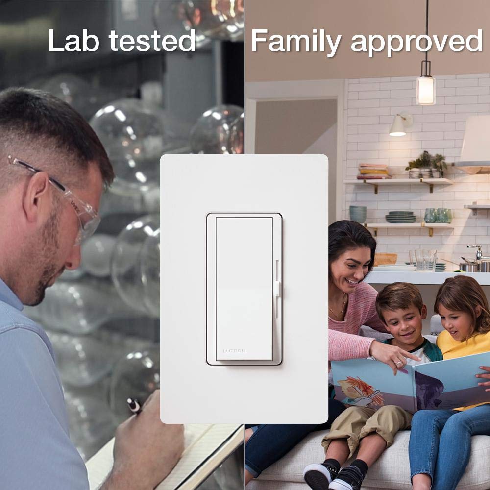 Lutron Diva LED+ Dimmer Switch for Dimmable LED, Halogen & Incandescent Bulbs with Wall Plate - 150W/Single-Pole or 3-Way (DVWCL-153PH-LA, Light Almond) - Perfect for Living Room, Bedroom & Home Lighting Control
