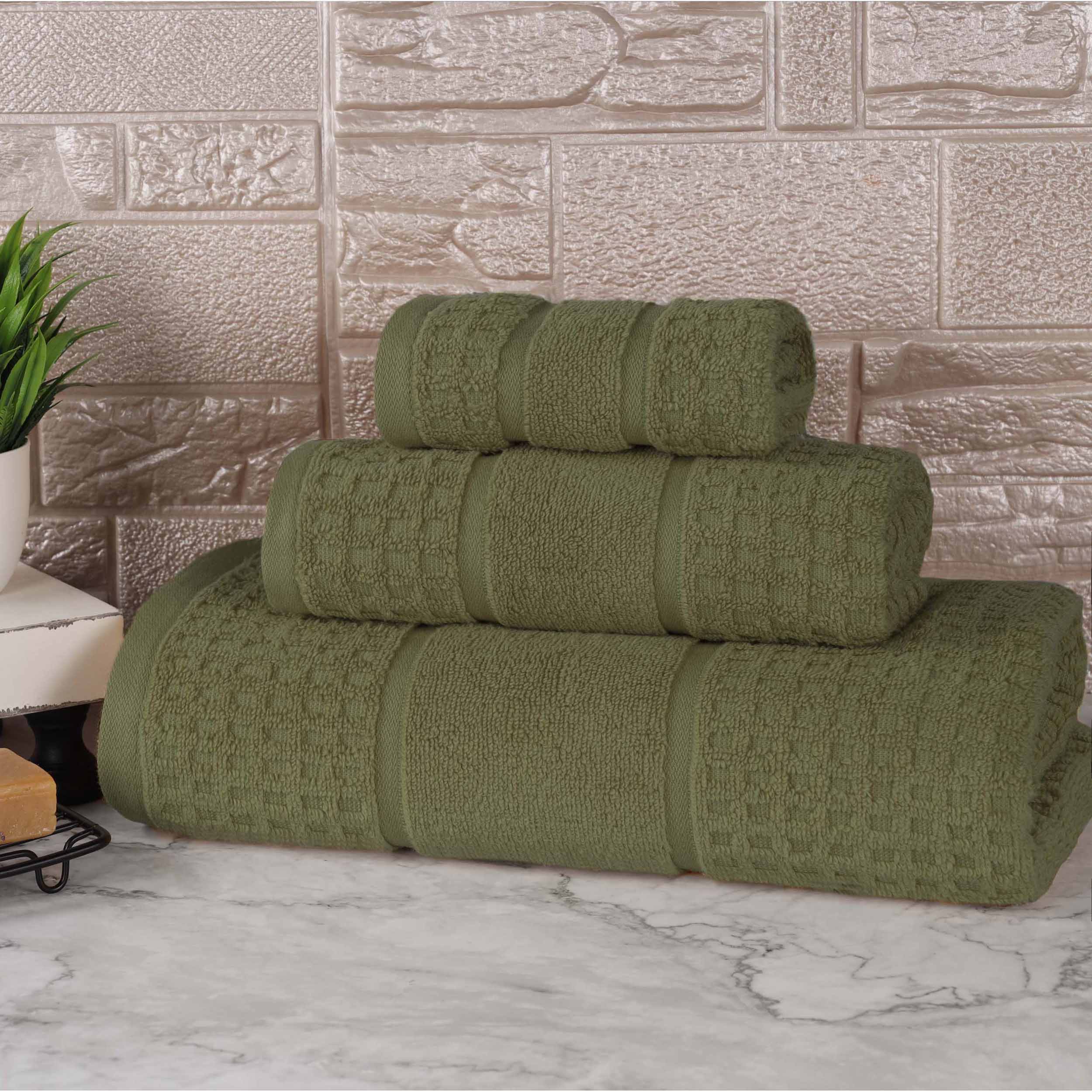 Premium Zero Twist Cotton Waffle Honeycomb Bath Towel Set - Ultra Soft & Highly Absorbent 3-Piece Set for Spa, Bathroom & Luxury Home Use